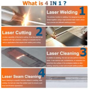 4-in-1 handheld fiber laser welding machine for welding, cutting, rust removal, and weld seam cleaning