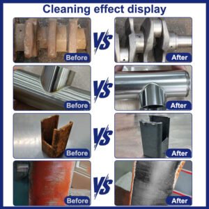 Before and after cleaning comparison of metal parts using EYTOOLS handheld laser cleaner