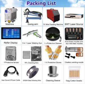 Packing list for 5-in-1 handheld laser welding machine with BWT fiber source and accessories