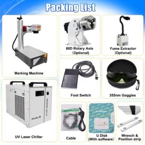 Packing list for 5W 10W 15W UV Laser Marking Machine