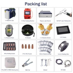 Packing list for EYTOOLS 1500W 2000W 3000W Handheld Metal Laser Welding Machine for Aluminum, Stainless Steel
