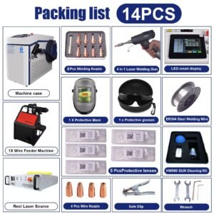 Packing list for handheld fiber laser welding machine with RECI fiber