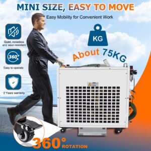 Portable handheld fiber laser welding machine with caster wheels, easy to move