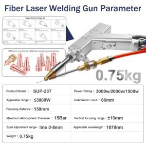 SUP23T handheld laser welding gun with 0.75kg