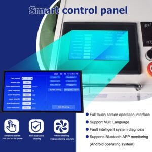 Smart control panel of eytools handheld laser rust cleaning machine with full touch screen interface