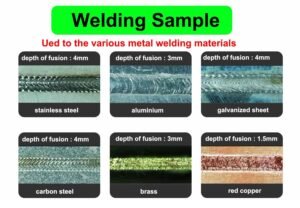 Welding samples on various metals using 4-in-1 handheld laser welder