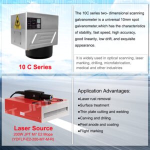10C Series 2D scanning galvanometer head for laser marking machine, featuring 10mm spot size, high accuracy, and stability