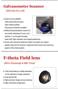 Scanner and F-theta Lens for EYTOOLS UV Laser Marking Machine with JPT Source
